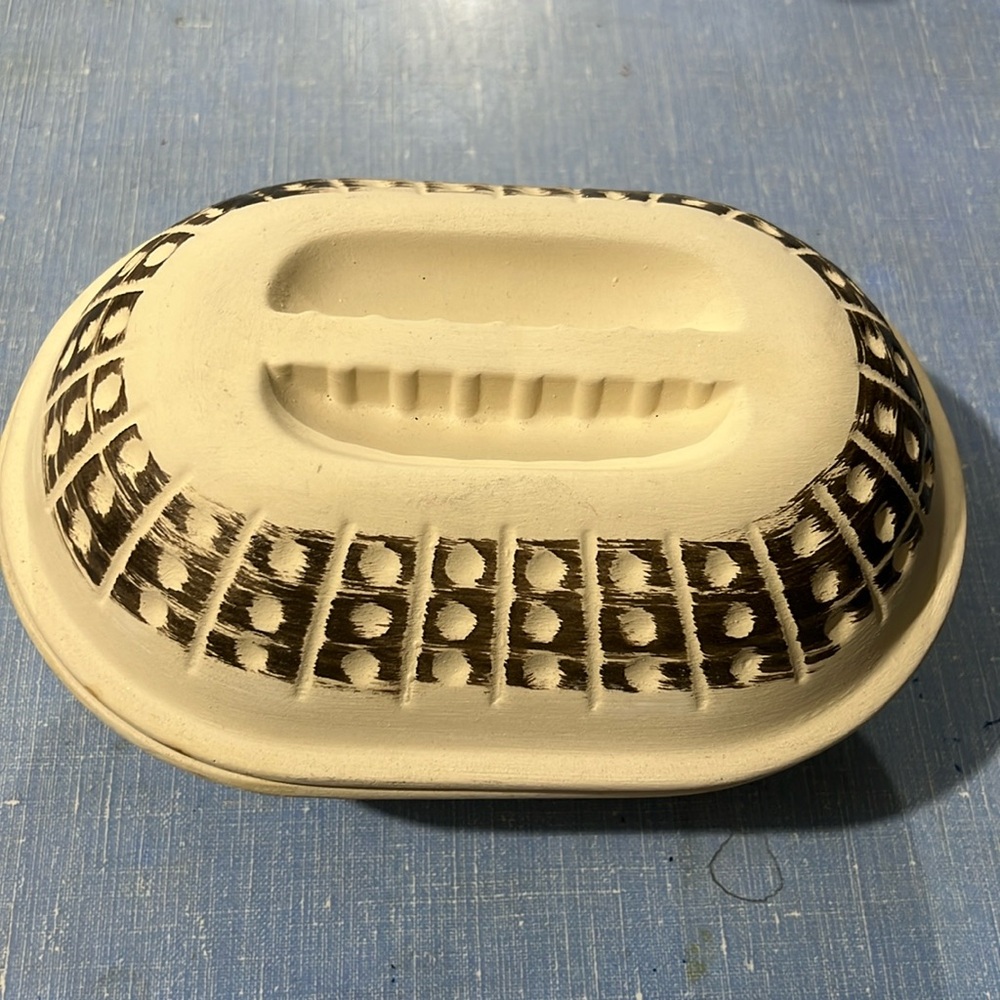 Artisan Cream and Brown Soap Dish